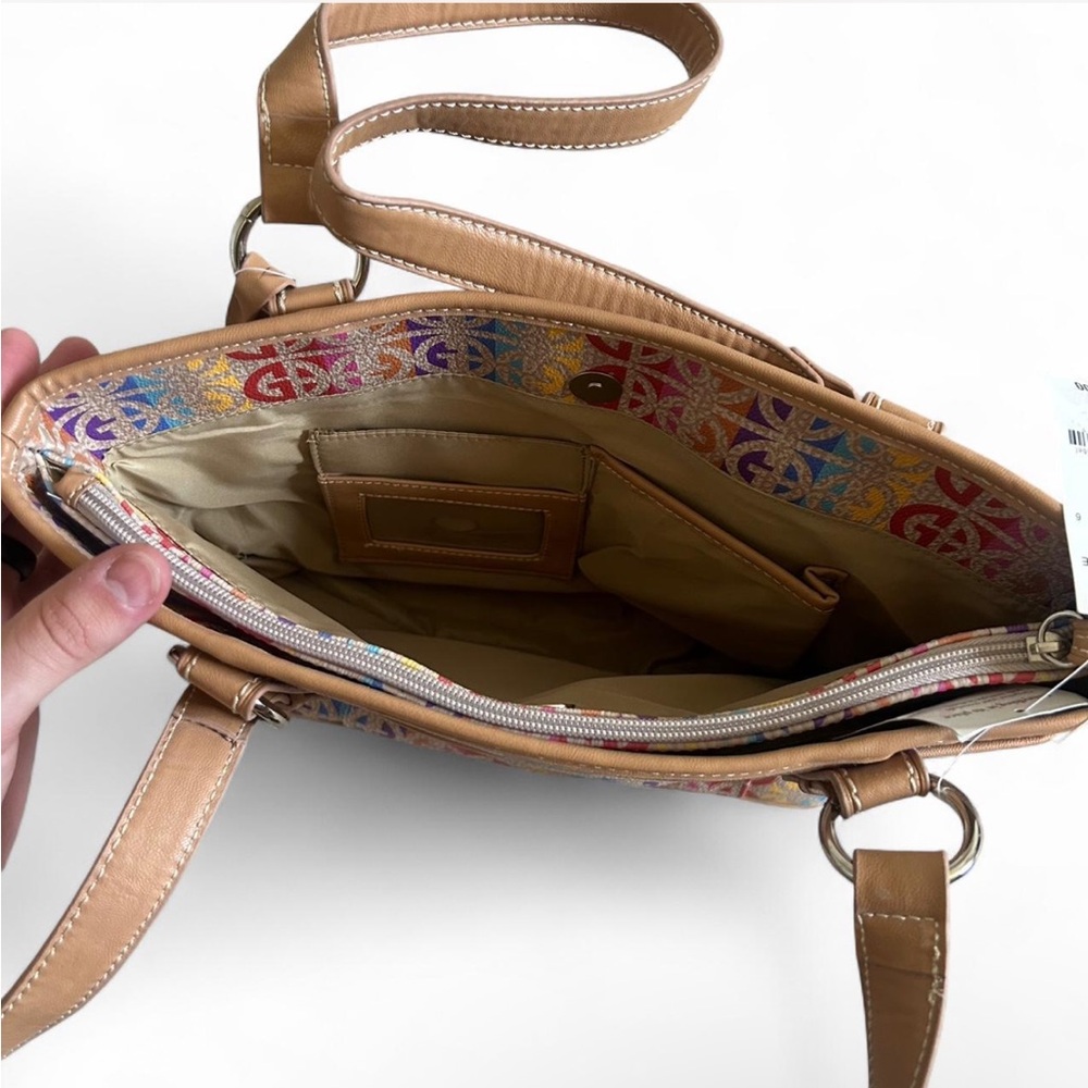 NEW Giani Bernini Rainbow Mulitcolor Logo Tote Bag Snap Closure Double Straps - Picture 6 of 8